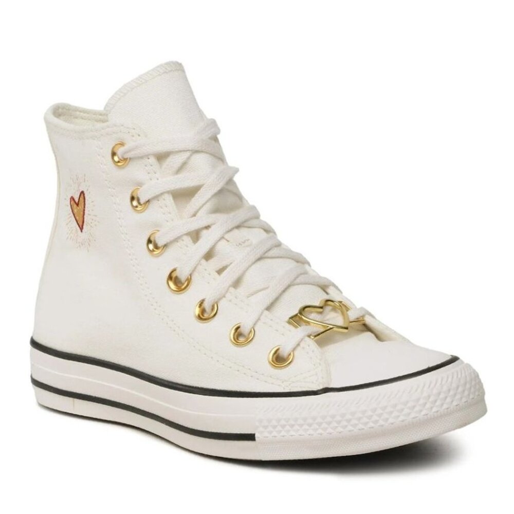 Converse Wmns US 9 Chuck Taylor All Star High 'Hearts - Vintage White' Sneakers